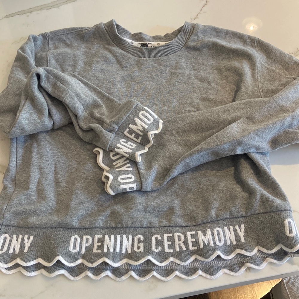 Opening ceremony cropped fleece crew neck
